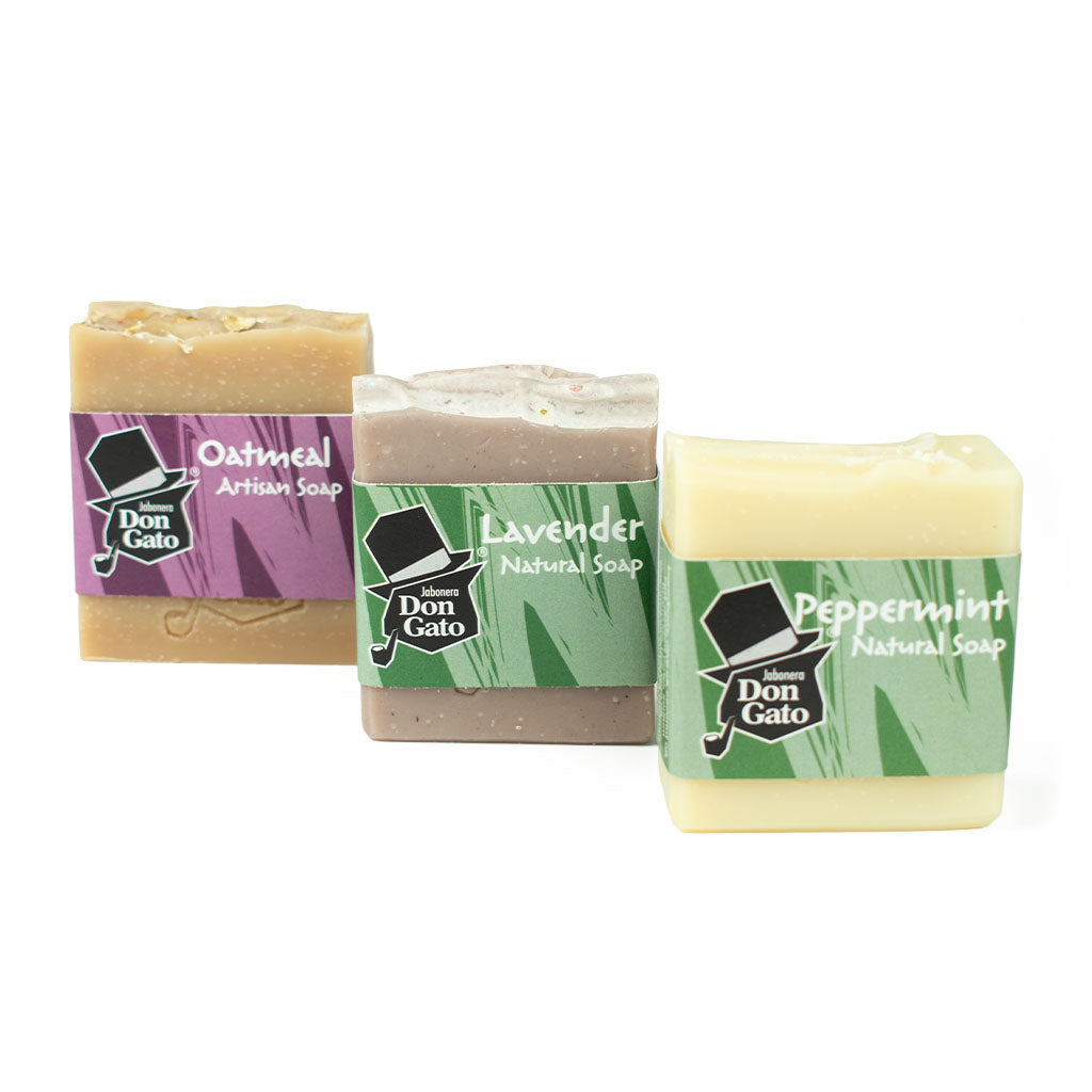Natural Favorites 3 Bar Gift Set by Don Gato with Oatmeal Artisan Soap, Lavender Natural Soap, and Peppermint Natural Soap
