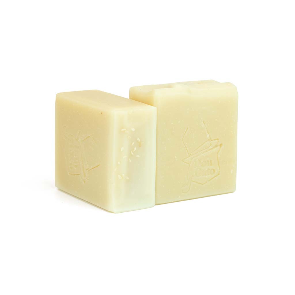 Don Gato sesame unscented natural soap bar, handcrafted with natural oils, light beige tone, on white background.